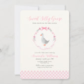 Invitation Fête de naissance de petite fille au gingham rose (Devant)