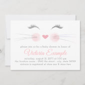 Invitation Fête de naissance de petite fille Chat Chaton (Devant)
