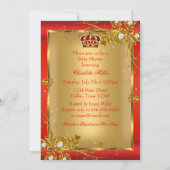 Invitation Fête de naissance de prince bébé rouge or afro-amé (Dos)