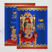 Invitation Fête de naissance de prince ethnique royal chic (Devant / Derrière)