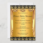 Invitation Fête de naissance de prince royal bébé noir or eth (Dos)