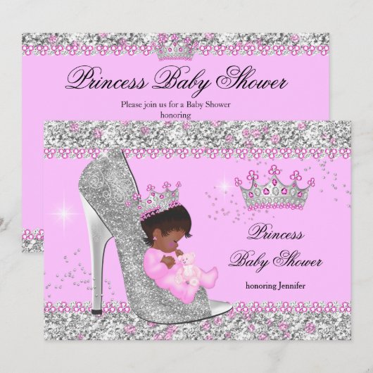 Invitation Fête de naissance de princesse à talons hauts arge (Devant / Derrière)