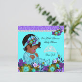 Invitation Fête de naissance de princesse bébé bleu sarcelle  (Debout devant)
