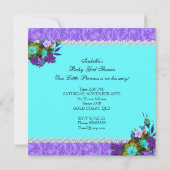 Invitation Fête de naissance de princesse bébé bleu sarcelle  (Dos)