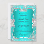 Invitation Fête de naissance de princesse bébé bleu sarcelle  (Dos)