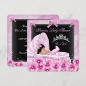 Invitation Fête de naissance de princesse bébé fille afro-amé (Devant / Derrière)