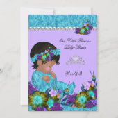 Invitation Fête de naissance de princesse bébé fille Bleu sar (Devant)