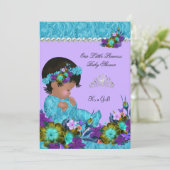 Invitation Fête de naissance de princesse bébé fille Bleu sar (Debout devant)