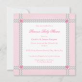 Invitation Fête de naissance de princesse Bébé Fille Perles r (Dos)