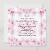 Invitation Fête de naissance de princesse bébé Fille Rose Flo (Dos)