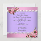 Invitation Fête de naissance de princesse bébé fille Roses ro (Dos)