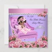 Invitation Fête de naissance de princesse bébé fille Roses ro (Devant)