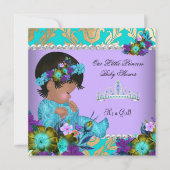 Invitation Fête de naissance de princesse bébé fille sarcelle (Devant)