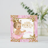 Invitation Fête de naissance de princesse Bébé Fleurs de soie (Debout devant)