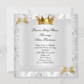 Invitation Fête de naissance de princesse bébé Or Argent Dama (Dos)