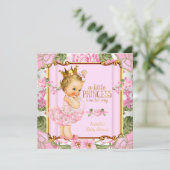 Invitation Fête de naissance de princesse bébé Rose rose blon (Debout devant)