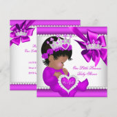Invitation Fête de naissance de princesse bébé Rose Violet Di (Devant / Derrière)