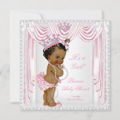 Invitation Fête de naissance de princesse bébé Satin de soie  (Devant)