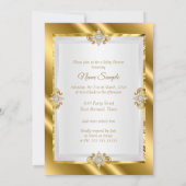 Invitation Fête de naissance de princesse Blanc Or Bébé Fille (Dos)