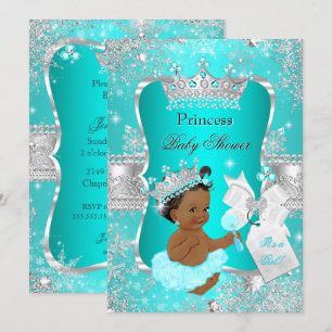 Invitation Fête de naissance de princesse Bleu sarcelle Aqua