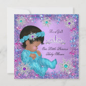 Invitation Fête de naissance de princesse Bleu sarcelle Viole (Devant)