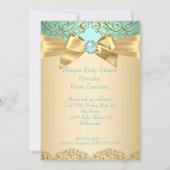 Invitation Fête de naissance de princesse Damassé sarcelle or (Dos)