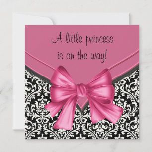 Invitation Fête de naissance de princesse élégante rose et no