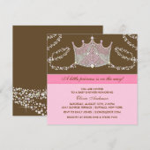 Invitation Fête de naissance de princesse élégante rose marro (Devant / Derrière)