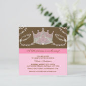 Invitation Fête de naissance de princesse élégante rose marro (Debout devant)