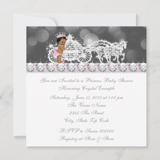 Invitation Fête de naissance de princesse ethnique afro-améri (Dos)