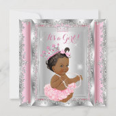 Invitation Fête de naissance de princesse ethnique Bébé Rose  (Devant)