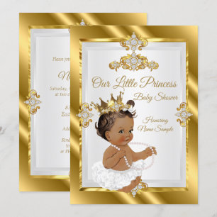 Invitation Fête de naissance de princesse Gold White Ethnique
