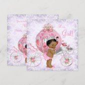 Invitation Fête de naissance de princesse rose et violet ethn (Devant / Derrière)