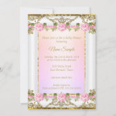 Invitation Fête de naissance de princesse Rose rose or blanc (Dos)