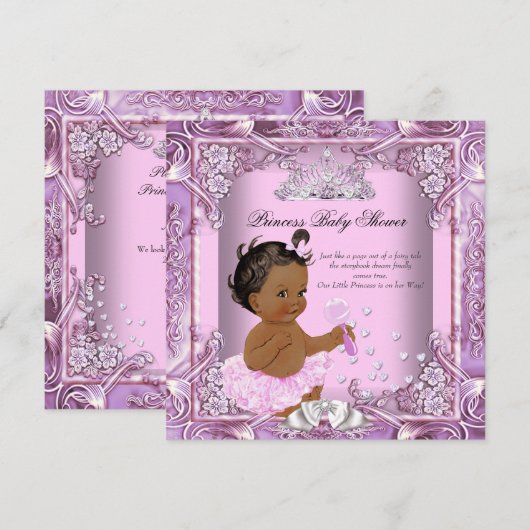 Invitation Fête de naissance de princesse rose violet Tutu Et (Devant / Derrière)