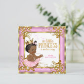 Invitation Fête de naissance de princesse Tulle rose Fleurs E (Debout devant)
