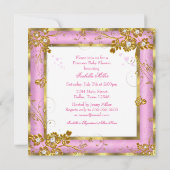 Invitation Fête de naissance de princesse Tulle rose Fleurs E (Dos)