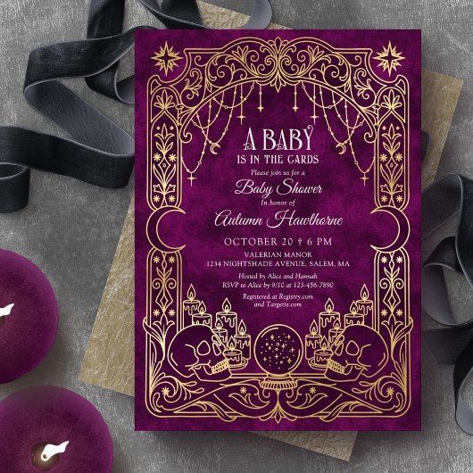 Invitation Fête de naissance de sorcière Halloween Tarot