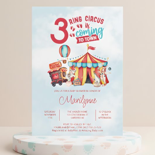 Invitation Fête de Naissance de Triplés du Cirque Carnaval
