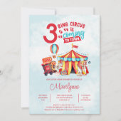 Invitation Fête de Naissance de Triplés du Cirque Carnaval (Devant)