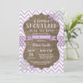 Invitation Fête de naissance d'hiver Flocon de neige violet B (Debout devant)