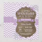 Invitation Fête de naissance d'hiver Flocon de neige violet B (Devant / Derrière)