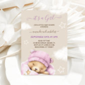 Invitation Fête de naissance d'hiver ours bébé fille