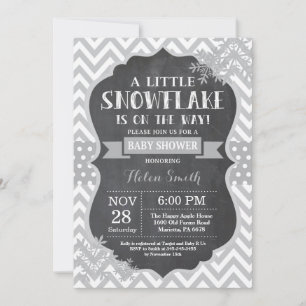 Invitation Fête de naissance d'hiver Tableau noir Flocon de n