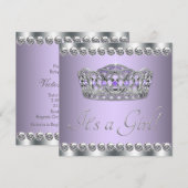 Invitation Fête de naissance Diamonds Silver Lavender Violet (Devant / Derrière)