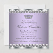 Invitation Fête de naissance Diamonds Silver Lavender Violet (Dos)