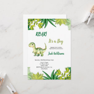 INVITATION  FÊTE DE NAISSANCE DINOSAURE VERT 