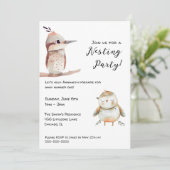 Invitation Fête de Naissance d'Oiseau Bébé de Genre Neutre (Debout devant)