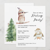 Invitation Fête de Naissance d'Oiseau Bébé de Genre Neutre (Devant / Derrière)