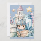 Invitation Fête de naissance Dragon de Conte de Fées Bleu Che (Dos)